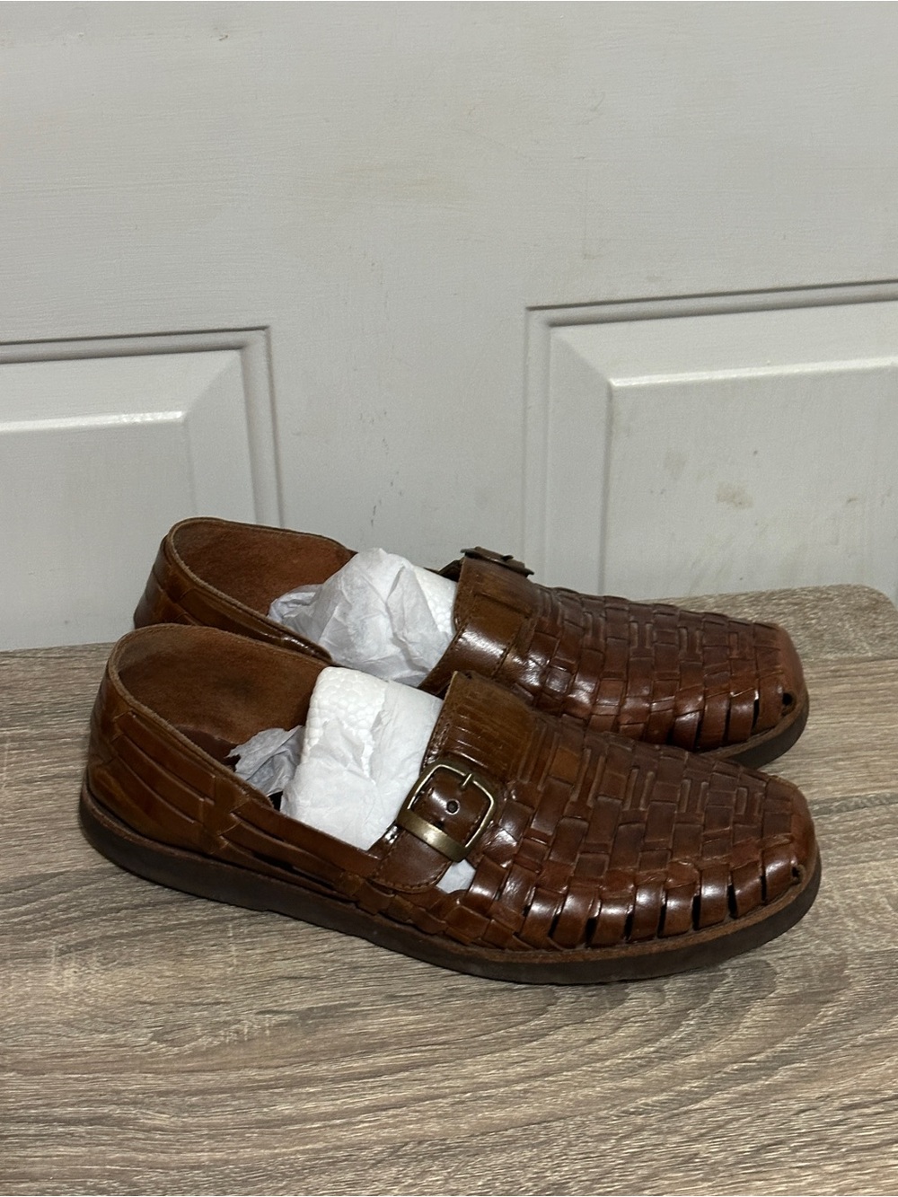 Sunsteps Men's Hand Woven Leather Huarache Buckle All-Day Comfort Sandals Sz 10